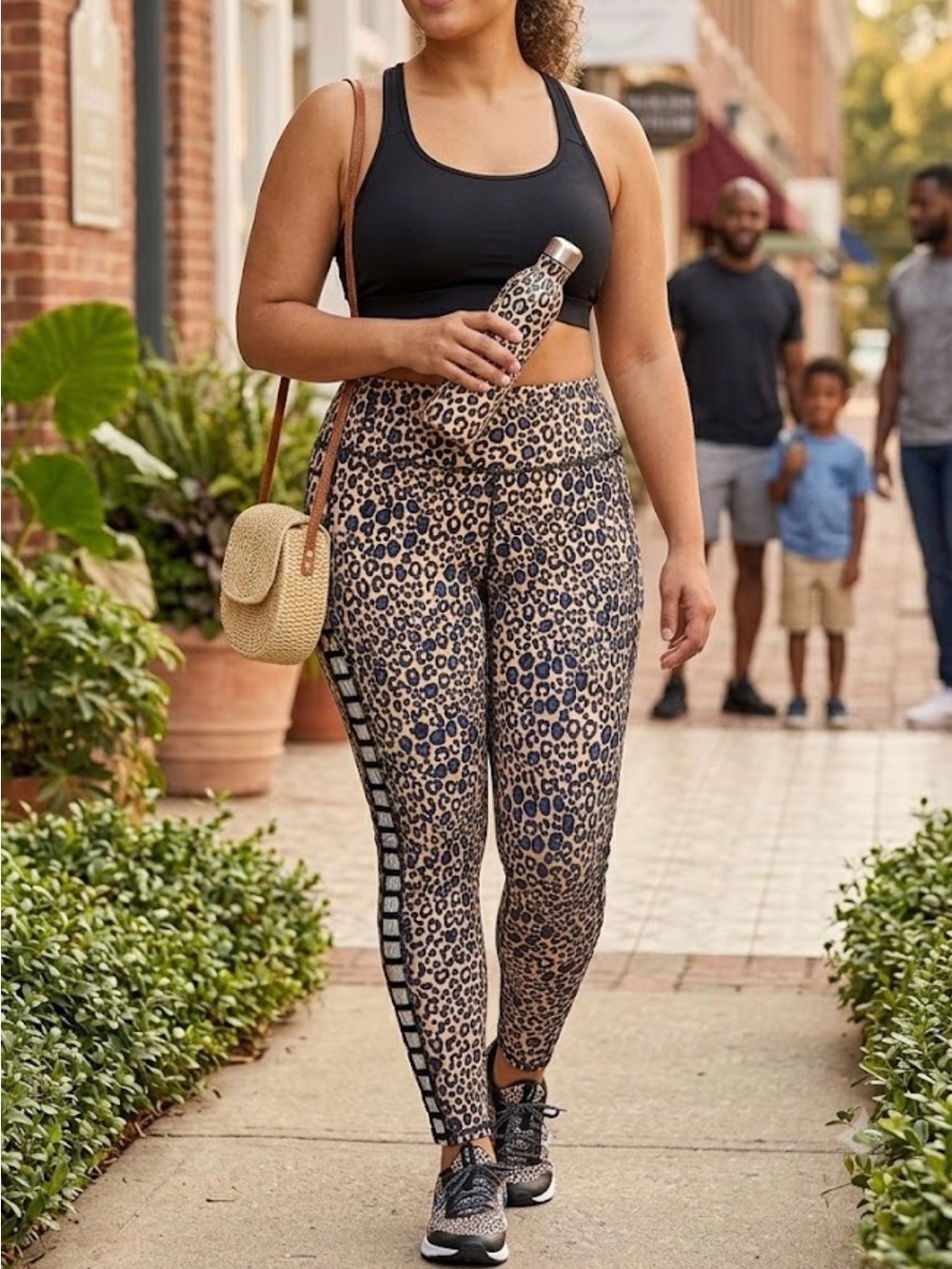 Victoria's Secret Blue and Tan Leopard Print Leggings